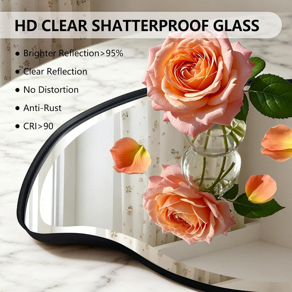 POZINO 53"x24" Large Irregular Beveled Mirror, Asymmetrical Wall Mi...
