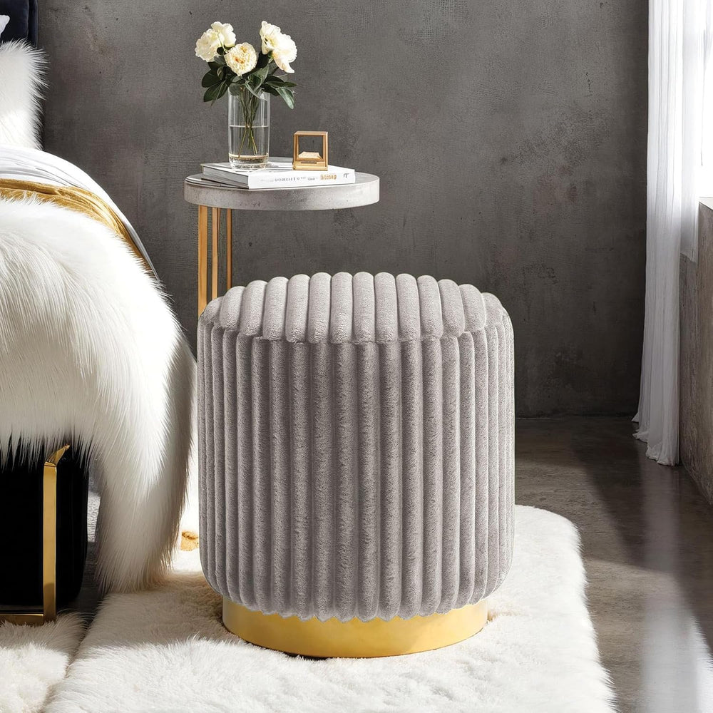 Furniture of America Vail Modern 17-inch Upholstered Ottoman with Channel Tuf...