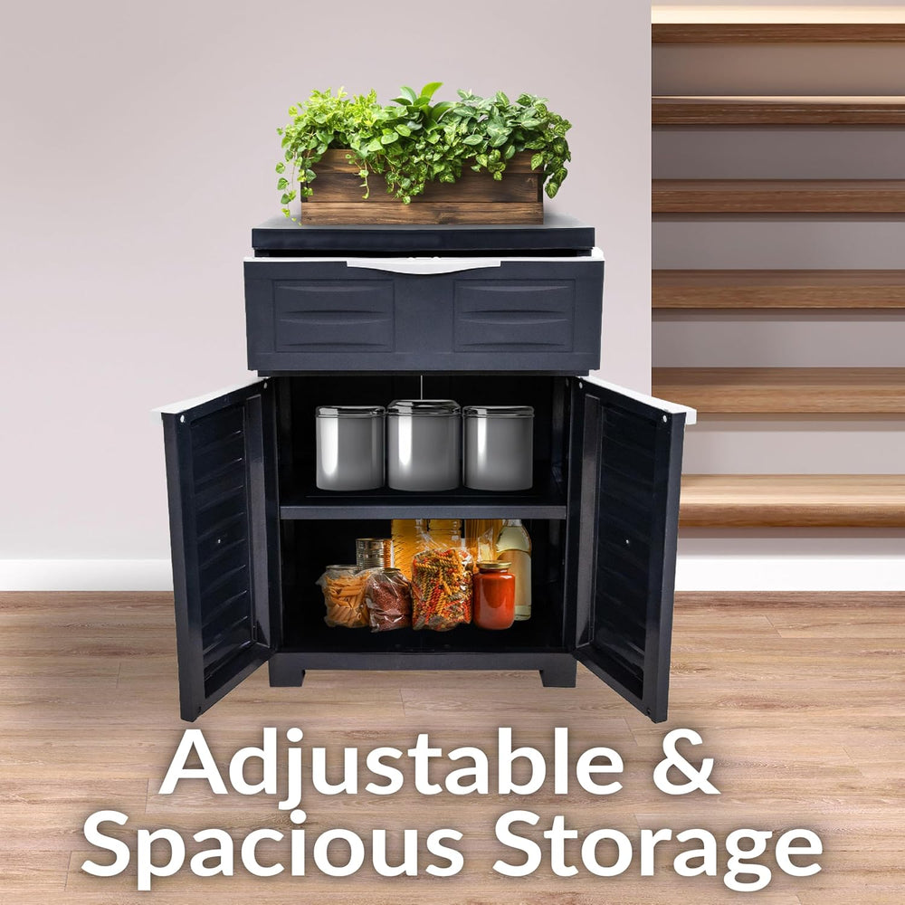 Sunnydaze 34.5" Garage Storage Cabinet with Adjustable Shelf, Charcoal