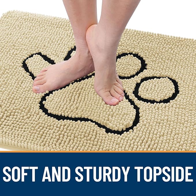 OLANLY Dog Door Mat for Muddy Paws 48x30, Paw Print Design, Absorbs Moisture - Image 4