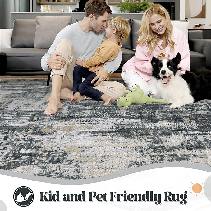 XLUEZ 9x12 Area Rug for Living Room, Washable Modern Abstract Large Area Rug - Image 3