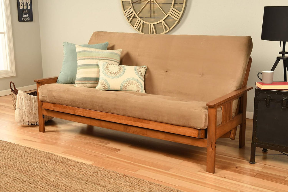Eldorado Futon Brown Finish Frame w/Coil 8 Inch Mattress Full Size Sofa Bed (...