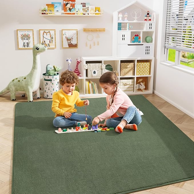 Amearea 5x5 Square Area Rugs for Bedroom Living Room, Sage Green Thickened - Image 6