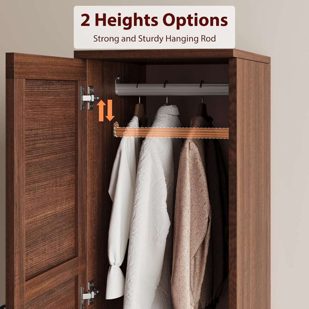 GarveeHome Armoire Wardrobe Closet with 2 Doors, Wooden Wardrobe Cabinet with...