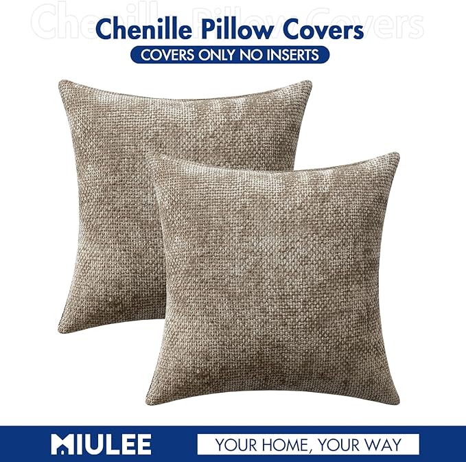 MIULEE Pack of 2 Couch Throw Pillow Covers 18x18 Inch Neutral Khaki Taupe - Image 7