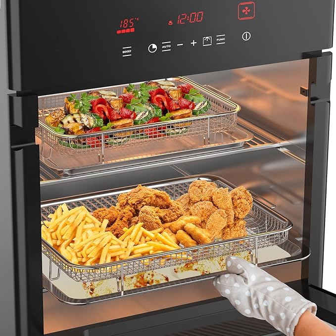 Air Fryer Basket, OPENICE 2 Set Air Fryer Pan and Crisper Tray - Image 5