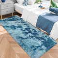 Super Soft Fluffy Living Room Area Rug 2x5 ft Tie-Dyed Light Blue Shaggy Furry by JiaoBaba