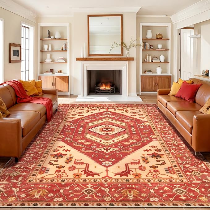 SERISSA 9x12 Area Rugs for Living Room, Large Washable Non-Slip Boho Rug by SERISSAHomeDecorCollection
