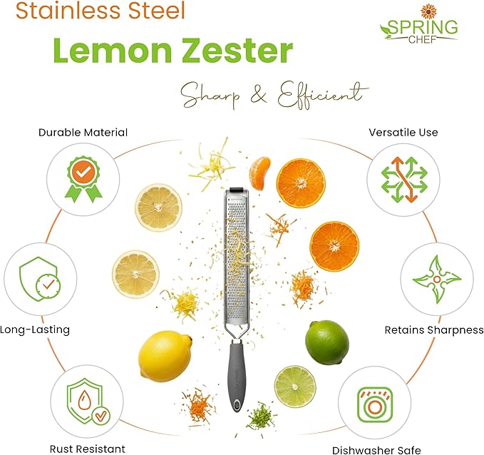 Spring Chef Stainless Steel Lemon Zester Grater - Image 2