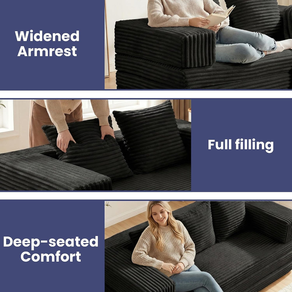 Convertible Sofa Bed Couch, 78’’ Oversized 4-in-1 Boneless Couches with Remov...