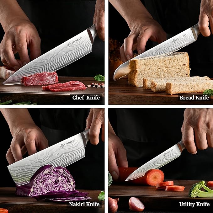 KEEMAKE Kitchen Knife Set, Ultra Sharp Chef Knife Set 7-Piece, High Carbon