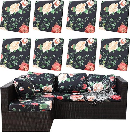 8Pcs Outdoor Cushion Covers, Patio Cushion Covers, Stretch Elastic Slipcovers by dreahoteztil