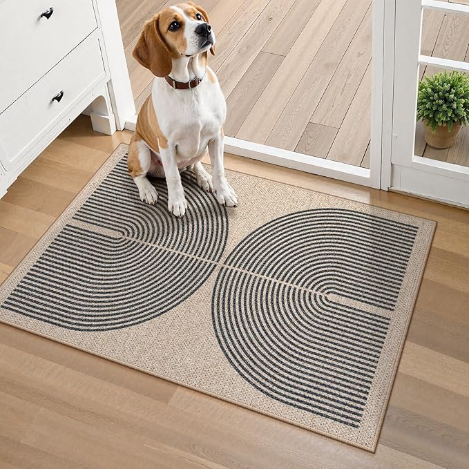 Lahome Enfys Rainbow Easy Jute Rug, Farmhouse Nature Washable Non Shedding Low by Lahome