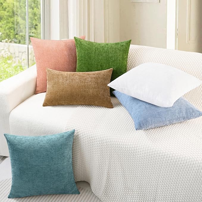CaliTime Throw Pillow Covers Decorative 18 X 18 Inches Pack of 4 Cozy Chenille - Image 4