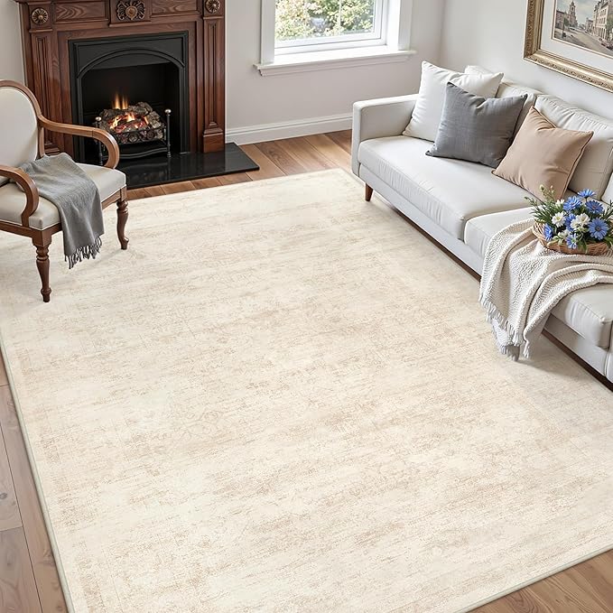 5x7 Area Rugs for Living Room: Vintage Boho Neutral Washable Rug Indoor Soft - Image 3