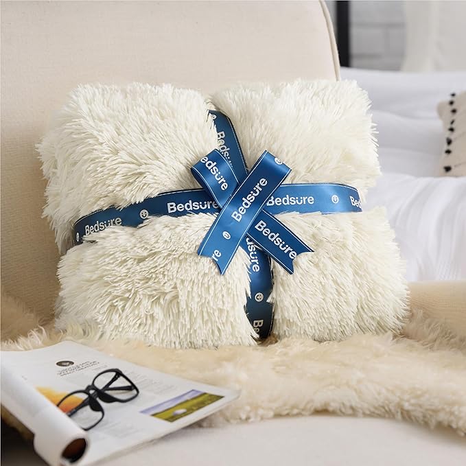Bedsure GentleSoft Fluffy Cream Throw Blanket Decorative Blankets - Image 7