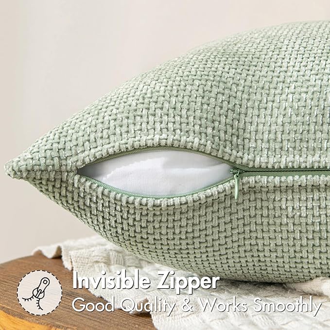 MIULEE Pack of 2 Couch Throw Pillow Covers 18x18 Inch Light Green Modern Boho - Image 5