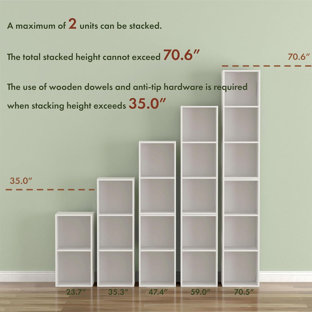 Homes: Inside + Out Apexa 4-Cube Storage Organizer Shelves, Stackable Wood Bo...