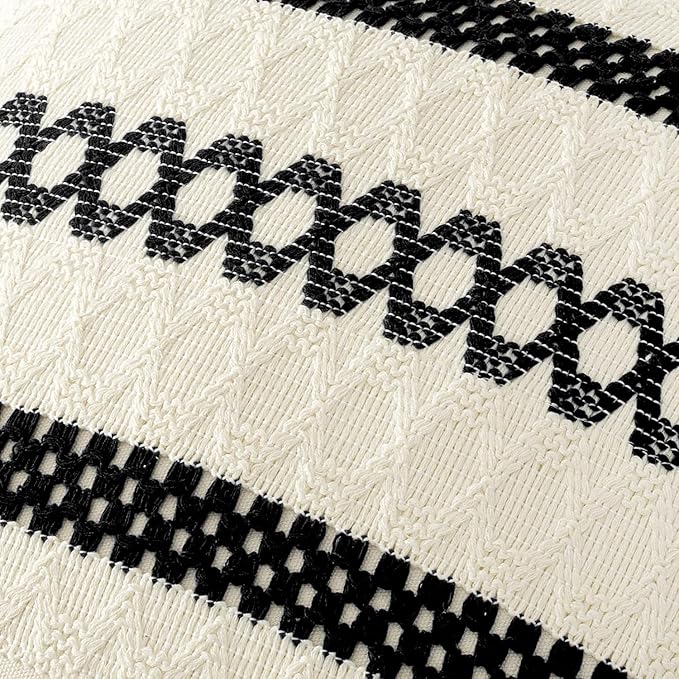 MIULEE Set of 2 Black Boho Decorative Lumbar Pillow Covers 12x20 Inch Farmhouse - Image 4
