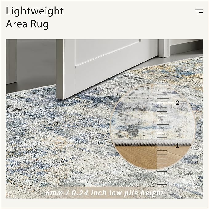 Abstract Rug 8x10 Large Living Room Rugs Neutral Modern Washable Area Rugs - Image 7