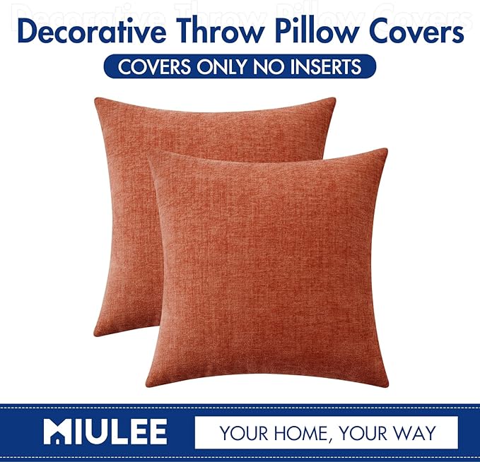 MIULEE Pack of 2 Couch Throw Pillow Covers 20x20 Inch Soft Burnt Orange - Image 6