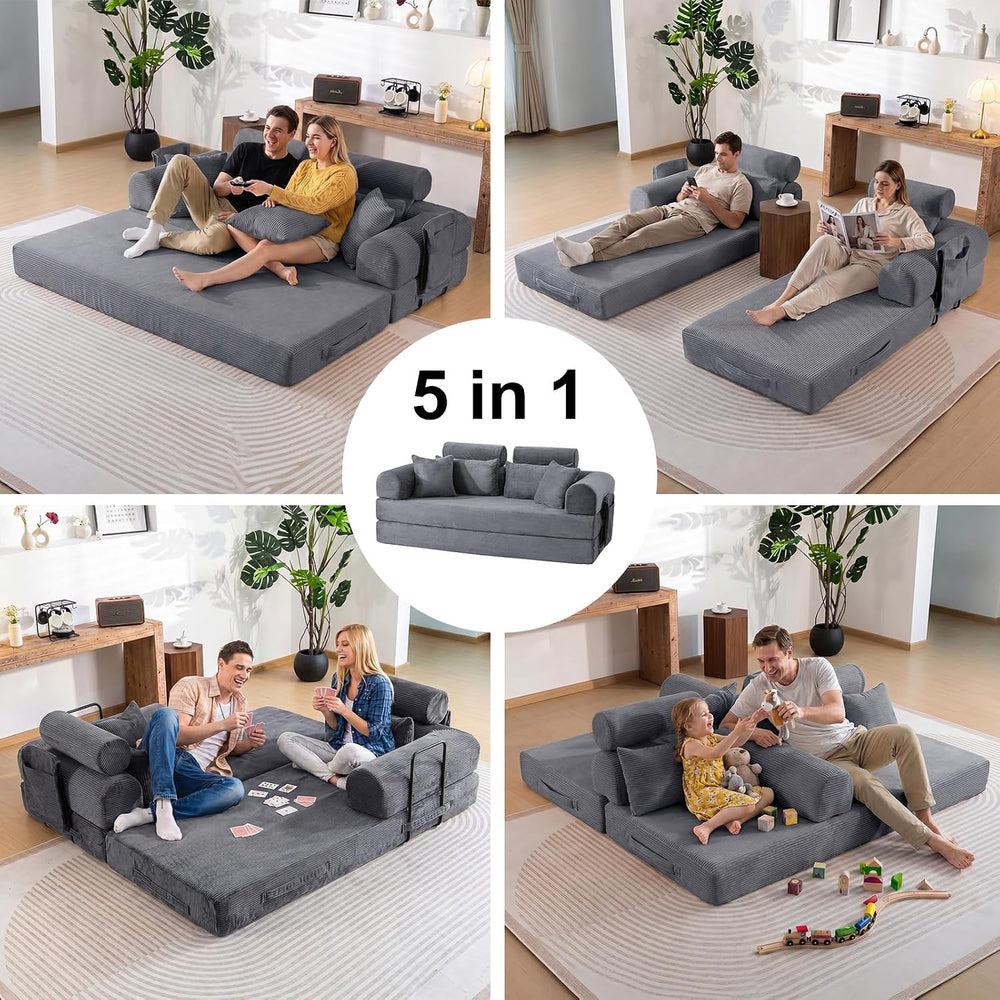 79" Convertible Futon Sofa Bed,High Back Boneless Couch for Living Room