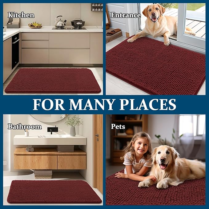 OLANLY Dog Door Mat for Muddy Paws 70x35, Absorbs Moisture and Dirt, Absorbent - Image 8