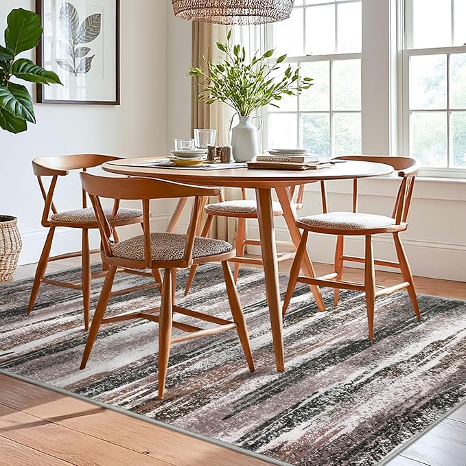 Lansny Modern Abstract 6x9 Machine Washable Living Room Rug Non-Slip Soft - Image 2