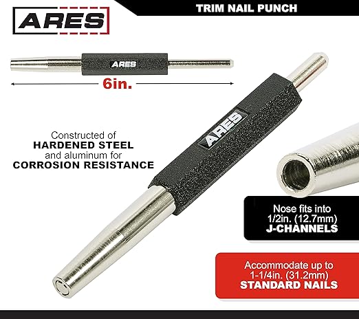 ARES 10115 – 6-Inch Trim Nail Punch – Black Nail Punch Drives Trim Nails While - Image 2
