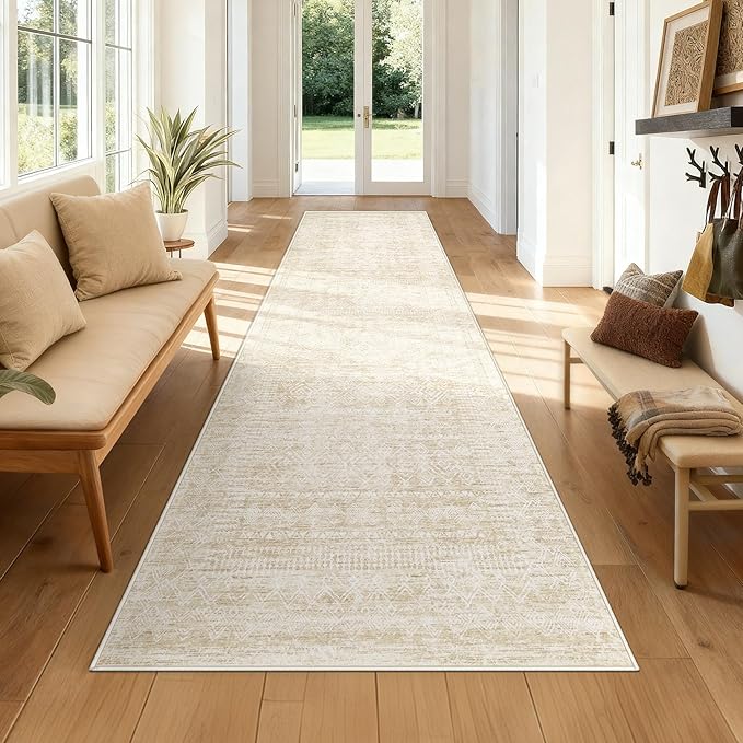 2x8 Washable Runner Rug: Moroccan Geometric Boho Rug Farmhouse Non Slip Stain by VECARF