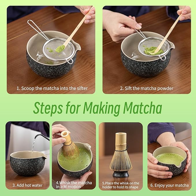 TEANAGOO 9 Pcs Matcha Whisk Set, Ceramic Matcha Set, Matcha Kit - Image 4