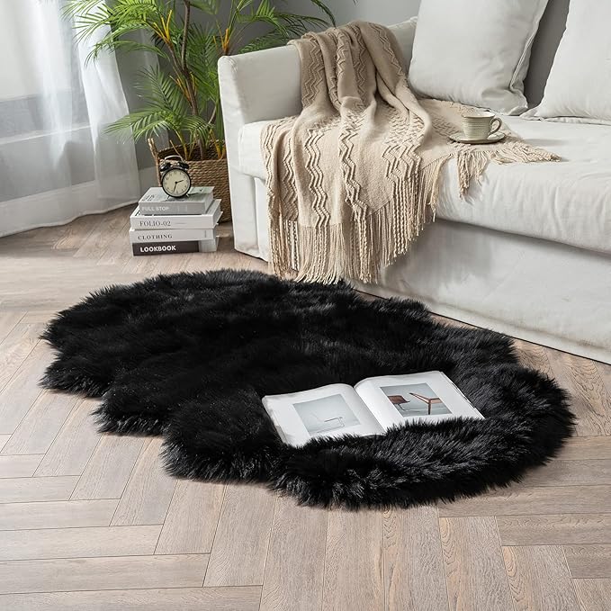 MIULEE Luxury Super Soft Fluffy Area Rug Faux Fur Sheepskin Rug Decorative - Image 2