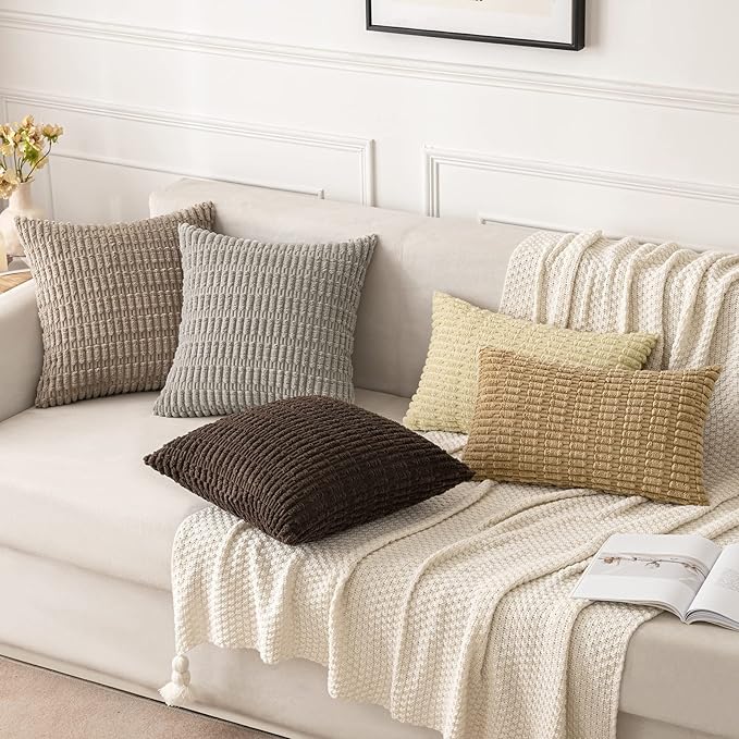 MIULEE Pack of 2 Corduroy Decorative Throw Pillow Covers 16x16 Inch Soft Boho - Image 3