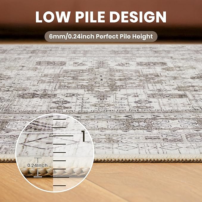 zesthome 2x6 Runner Rug for Hallways, Machine Washable Rug, Non Slip Vintage - Image 7