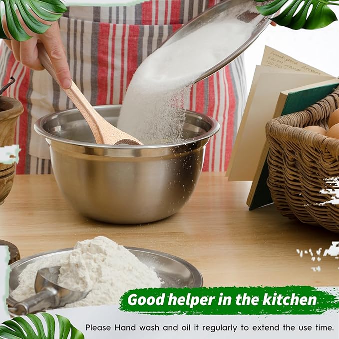 FoldTier 12 Inch Wooden Danish Dough Whisk Sourdough Whisk Dough Mixer Bread - Image 6