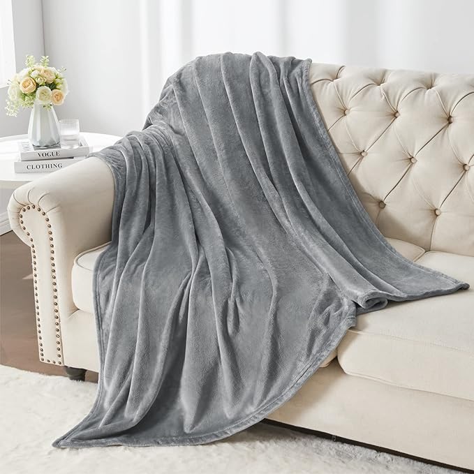 BEDELITE Fleece Blanket Twin Size Grey Throw Blanket - Image 5