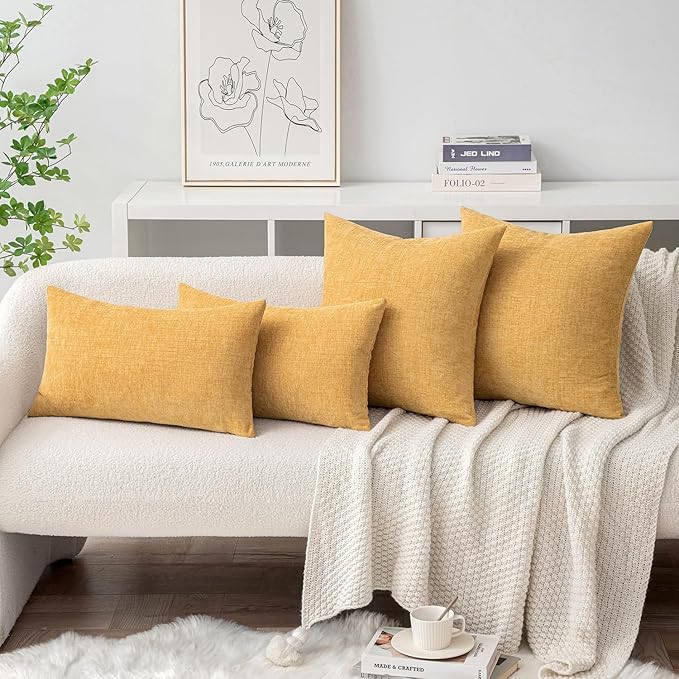 MIULEE Pack of 2 Couch Throw Pillow Covers 20x20 Inch Soft Beige Yellow - Image 4