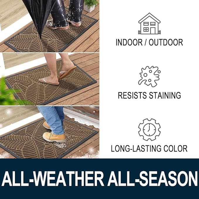 Colorxy Waterproof Doormat, Sturdy Natural Rubber Front Indoor Mat, Non Slip - Image 4
