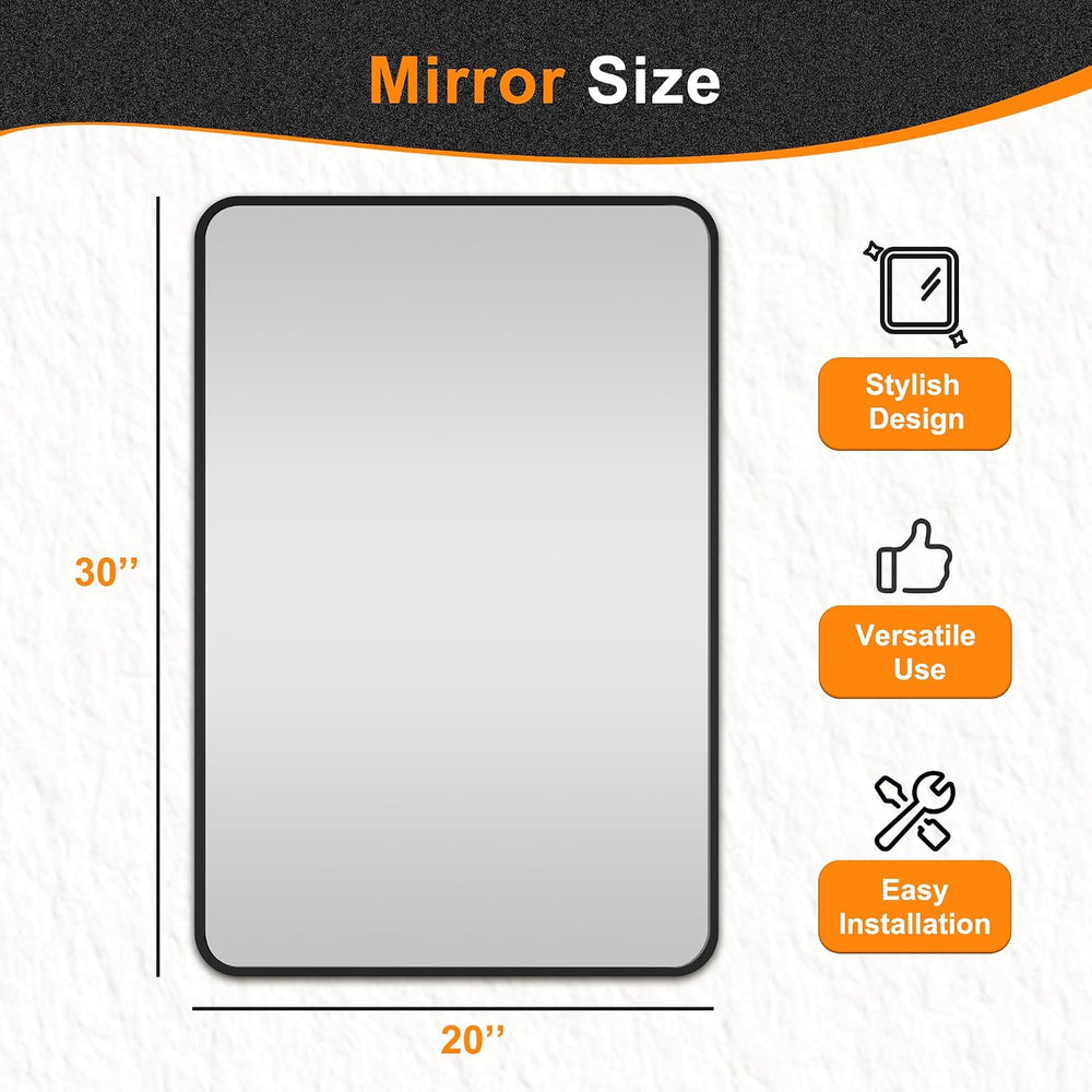 Bathroom Vanity Mirror, Black Framed Mirror for Over Sink, 30x20
