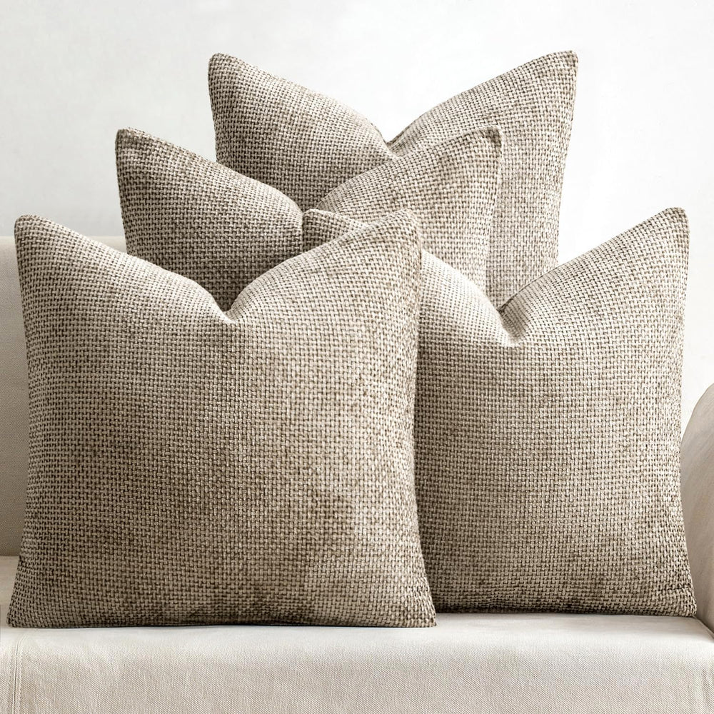 MIULEE Pack of 4 Couch Throw Pillow Covers 18x18 Inch Khaki Soft Decorative