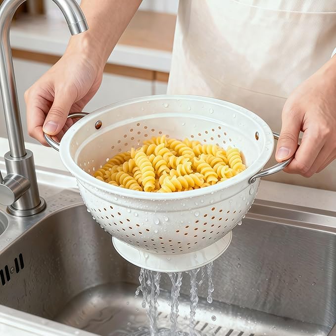 Hillbond Colander Set for Kitchen, 5 Qt Stainless Steel Handle Food Strainers - Image 3