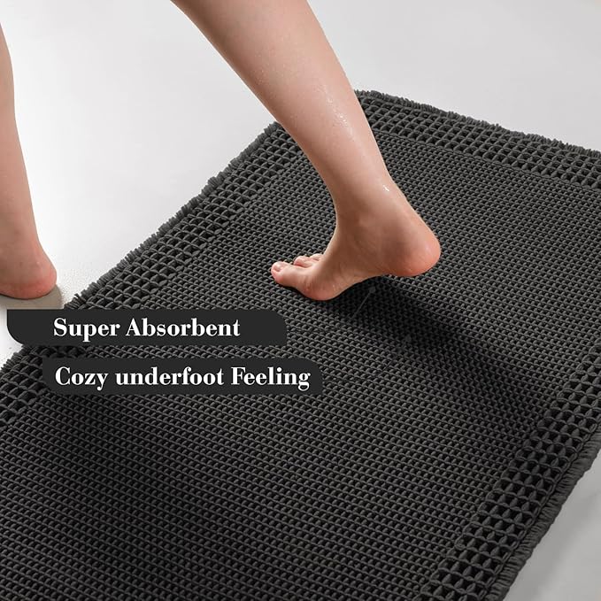 RESARE Waffle Bath Mat for Bathroom, Super Absorbent Bathroom Rugs Non Slip - Image 3