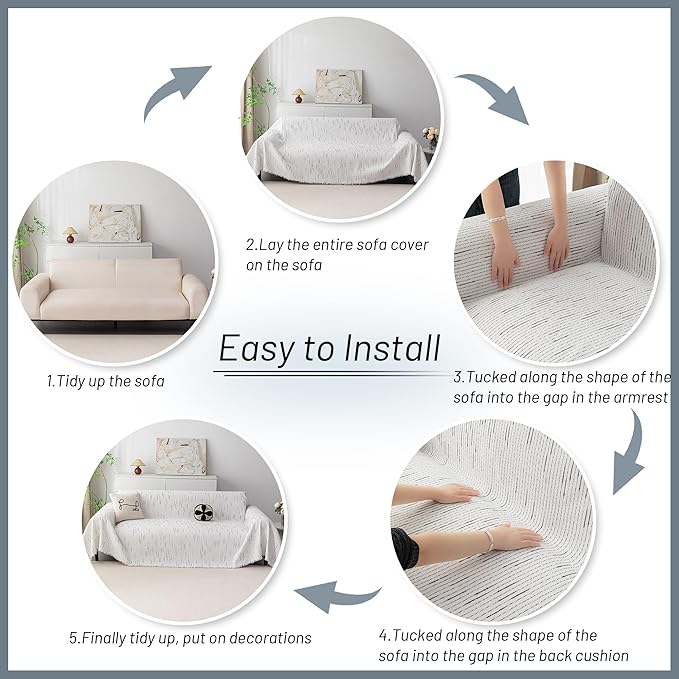 MYSKY HOME Boho Couch Cover White Sofa Covers - Image 7