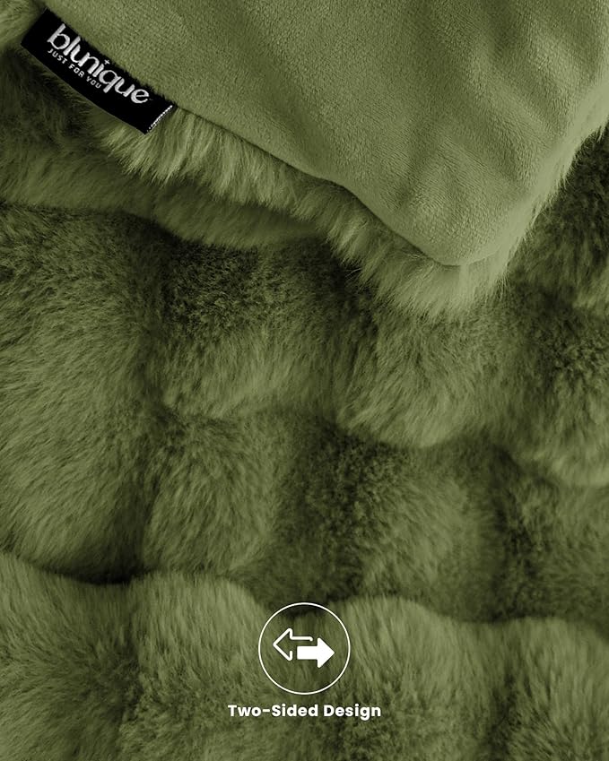 Ultra Soft Cozy Faux Fur Throw Blanket, Fuzzy Plush Thick Bubble Blanket - Image 6