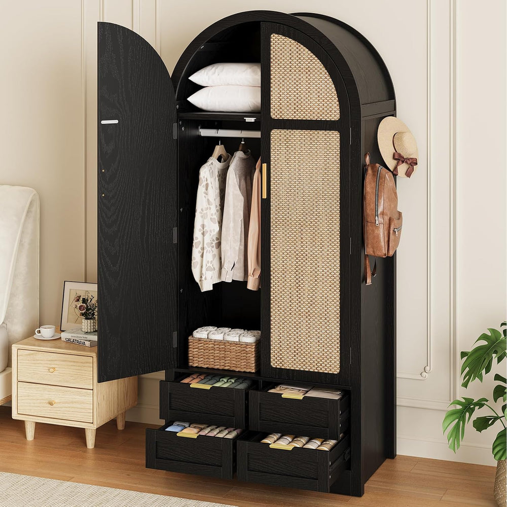 Armoire Wardrobe Closet with 4 Drawers - Wood Bedroom Armoires and Wardrobes ...