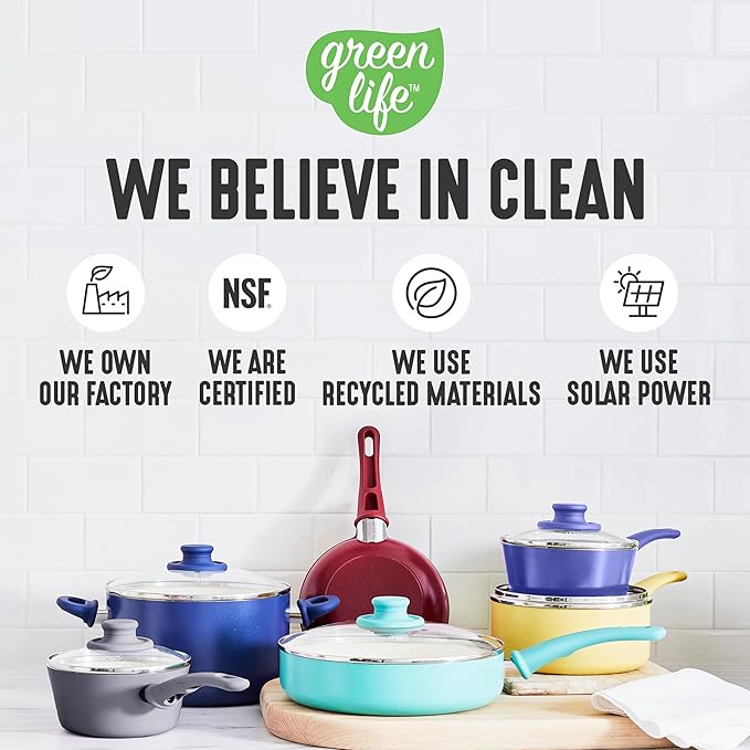 GreenLife 8 Piece Nonstick Cookware Set, Non-Toxic PFAS-Free Ceramic Pots & Pans - Image 7