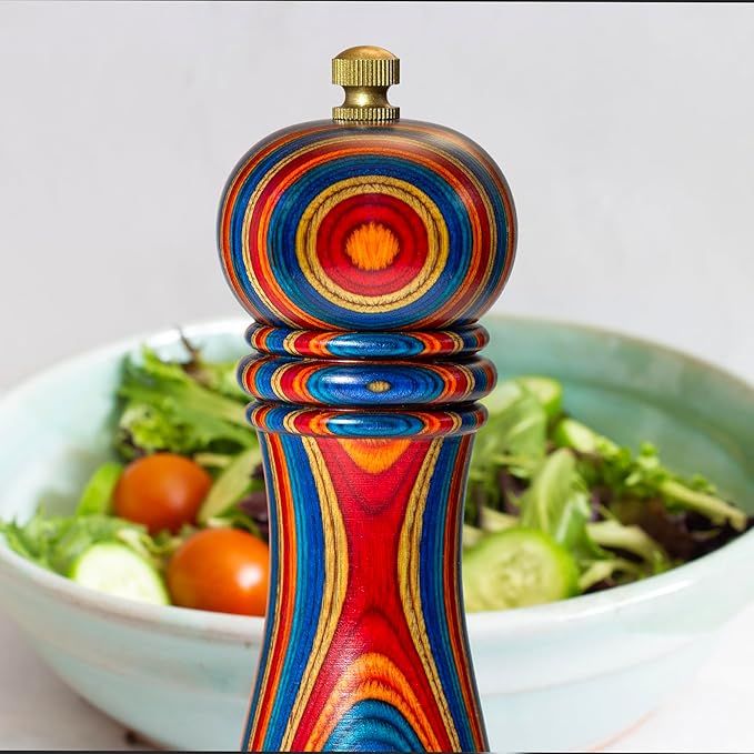 Baltique Montego Bay Pepper Grinder – 8 Inch Colorful Wooden Pepper Mill - Image 3
