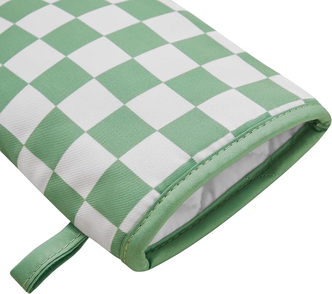 Ohocut Sage Green Checkered Mini Oven Mitts Heat Resistant, Vintage Retro - Image 7