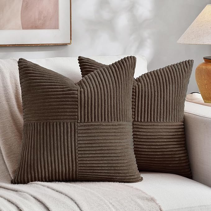 Fancy Homi 2 Packs Dark Brown Decorative Throw Pillow Covers 16x16 Inch by Fancy+Homi