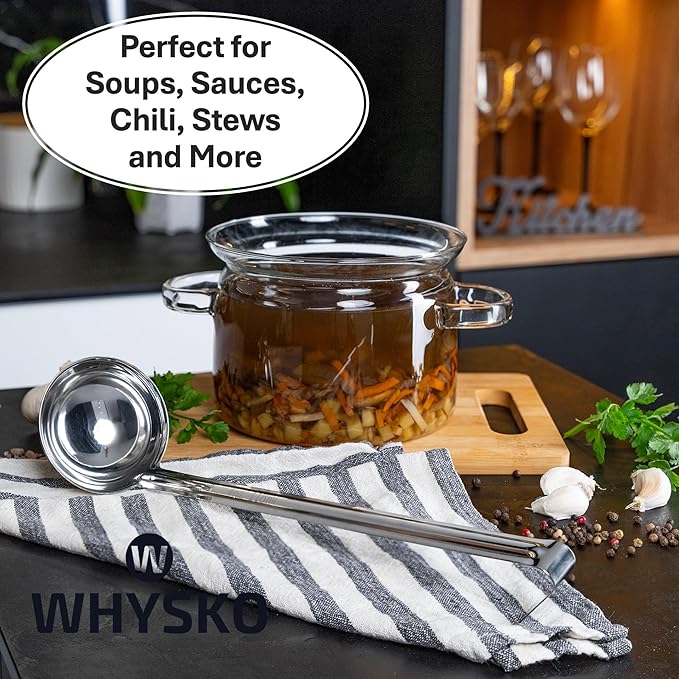 Whysko Soup Ladles Stainless Steel, Rustproof Heat-Resistant Materials - Image 3